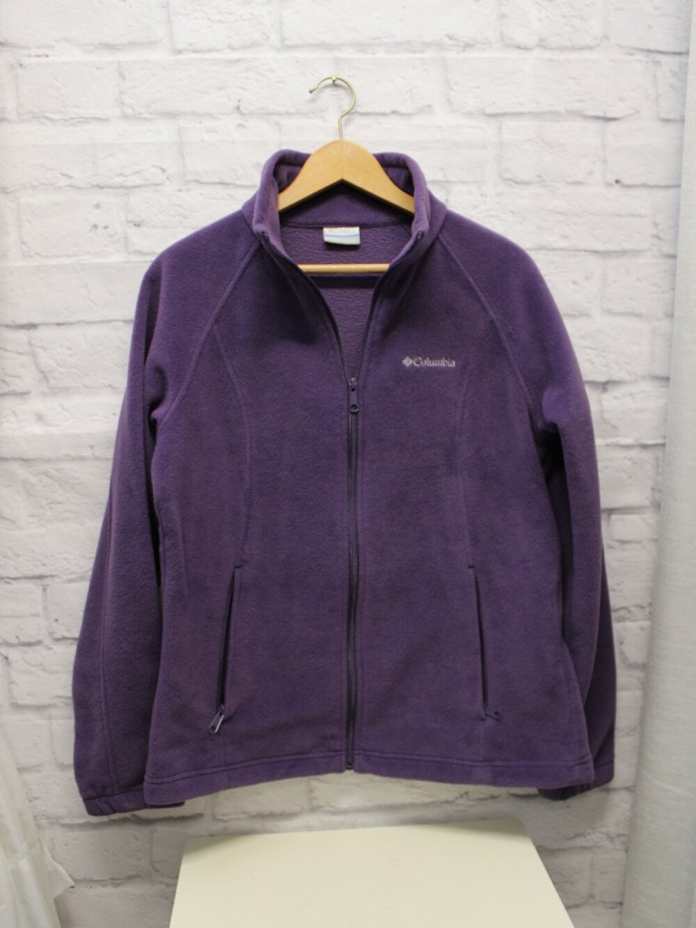Columbia Large Plum Purple Full Zip Fleece Jacket Casual Fall Cozy Spring